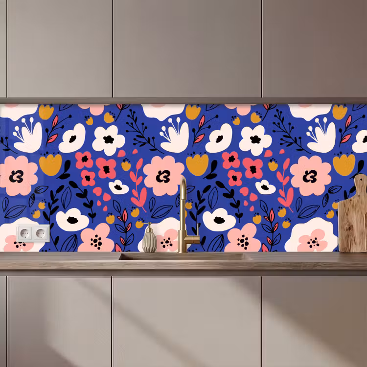 Keuken achterwand - Bloemen - Bladeren - Patronen — 1