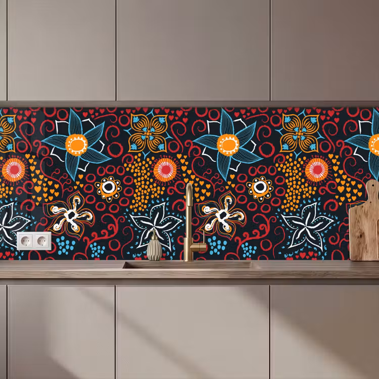 Keuken achterwand - Bloemen - Rood - Patronen — 1