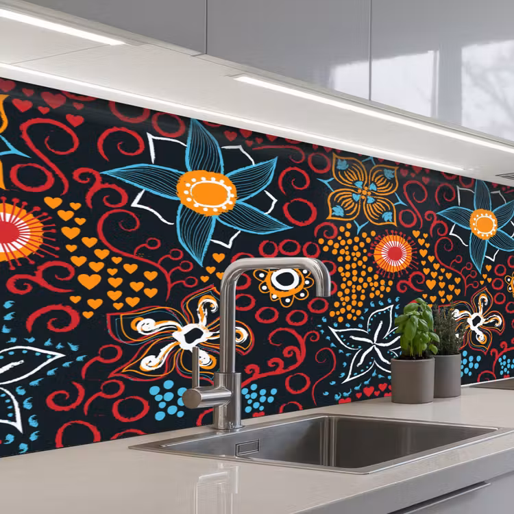 Keuken achterwand - Bloemen - Rood - Patronen — 2