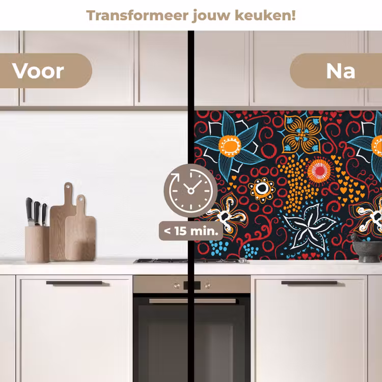 Keuken achterwand - Bloemen - Rood - Patronen — 3