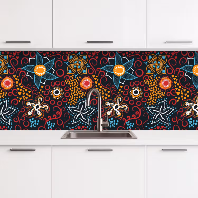 Keuken achterwand - Bloemen - Rood - Patronen — 4