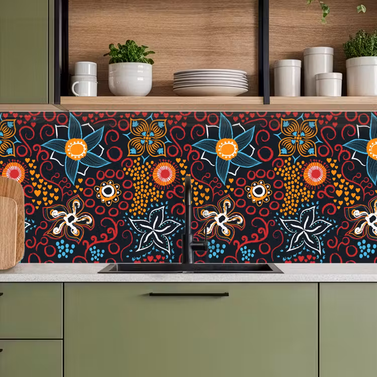 Keuken achterwand - Bloemen - Rood - Patronen — 8