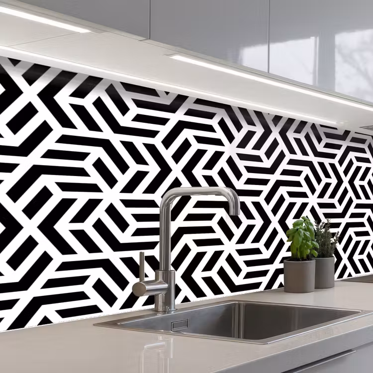 Keuken achterwand - Design - Geometrie - Patroon - Zwart - Wit — 2