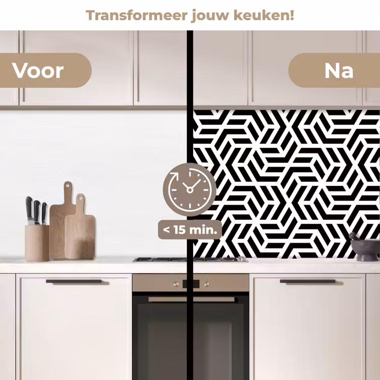 Keuken achterwand - Design - Geometrie - Patroon - Zwart - Wit — 3