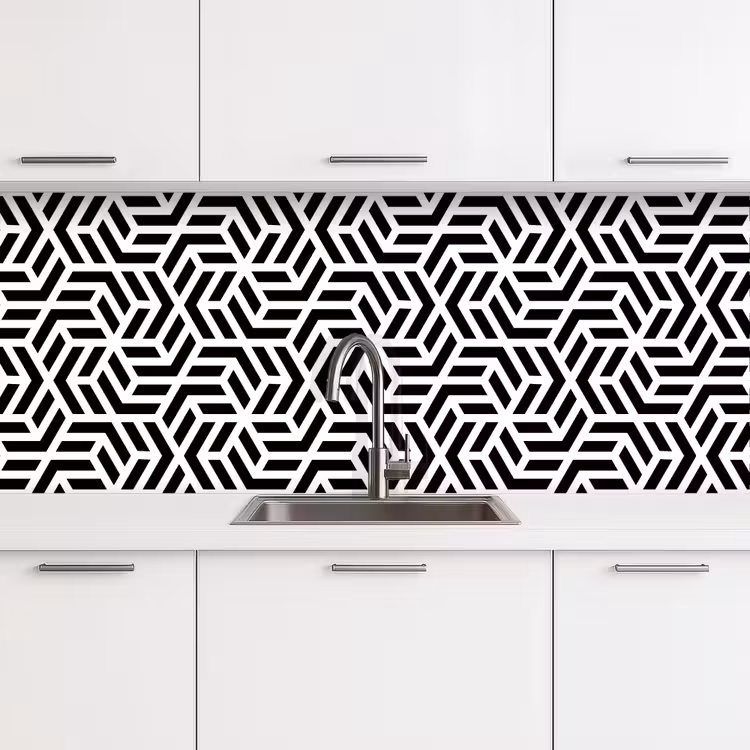 Keuken achterwand - Design - Geometrie - Patroon - Zwart - Wit — 4