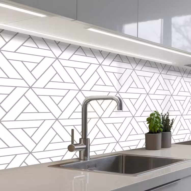 Keuken achterwand - Design - Lijn - Patroon - Zwart - Wit — 2