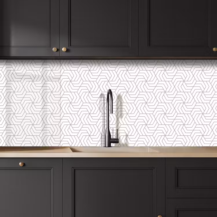 Keuken achterwand - Geometrie - Lijn - Zwart - Wit - Patroon — 6