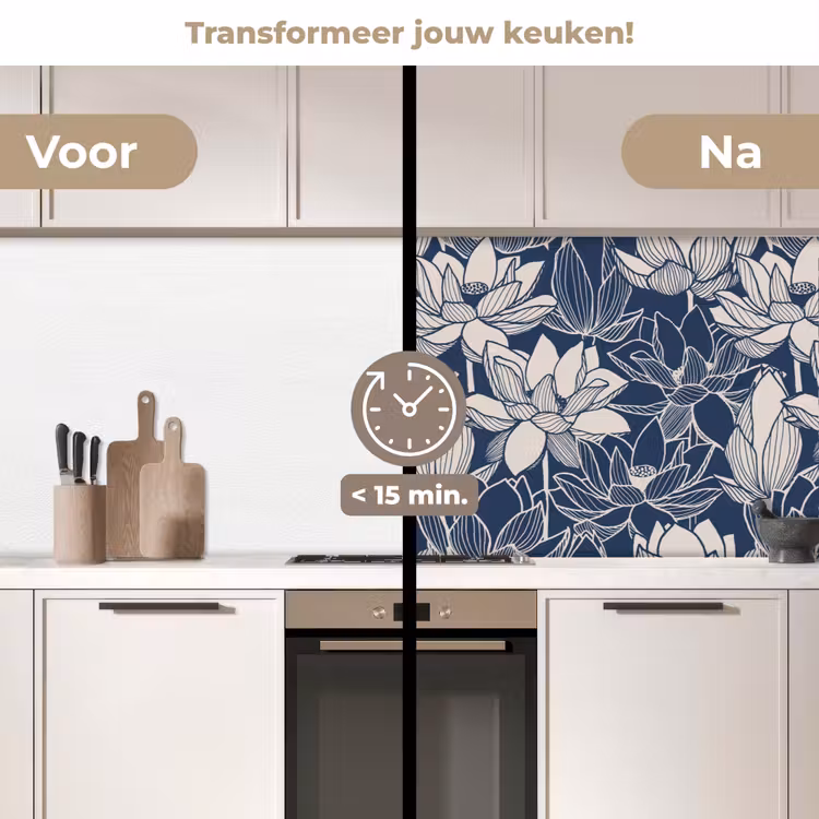 Keuken achterwand - Lotus - Blauw - Patronen — 3