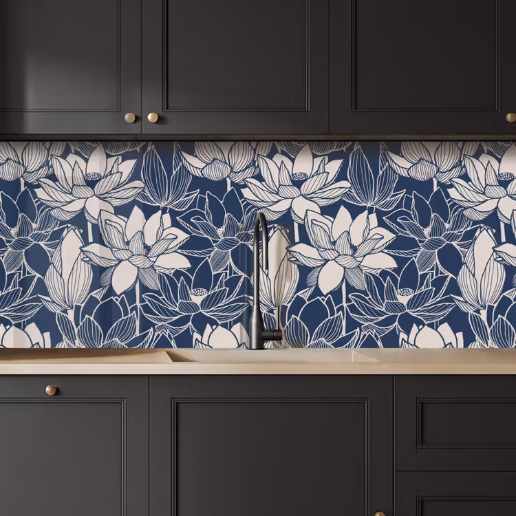 Keuken achterwand - Lotus - Blauw - Patronen — 6