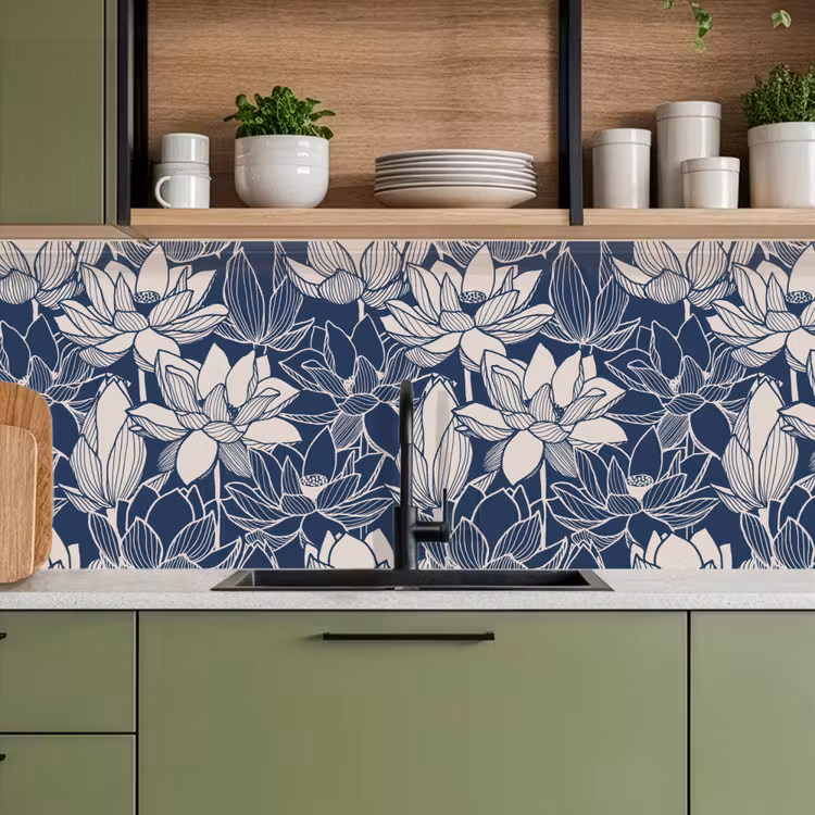 Keuken achterwand - Lotus - Blauw - Patronen — 8