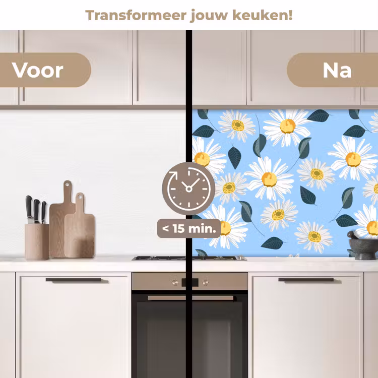 Keuken achterwand - Madeliefjes - Blauw - Patroon — 3