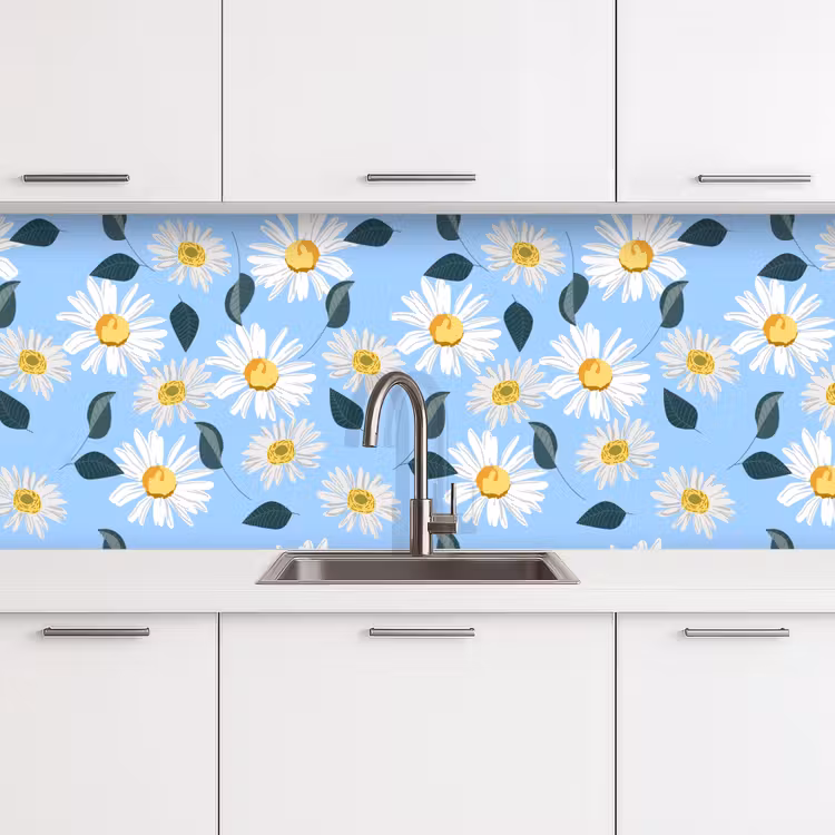 Keuken achterwand - Madeliefjes - Blauw - Patroon — 4