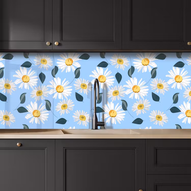Keuken achterwand - Madeliefjes - Blauw - Patroon — 6