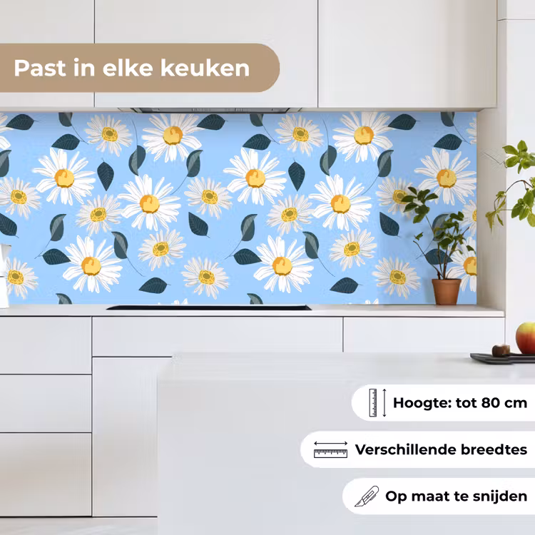 Keuken achterwand - Madeliefjes - Blauw - Patroon — 7