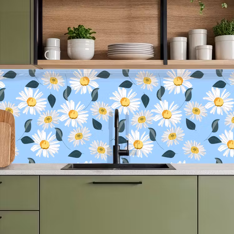 Keuken achterwand - Madeliefjes - Blauw - Patroon — 8
