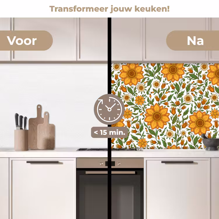 Keuken achterwand - Bloemen - Oranje - Design — 3