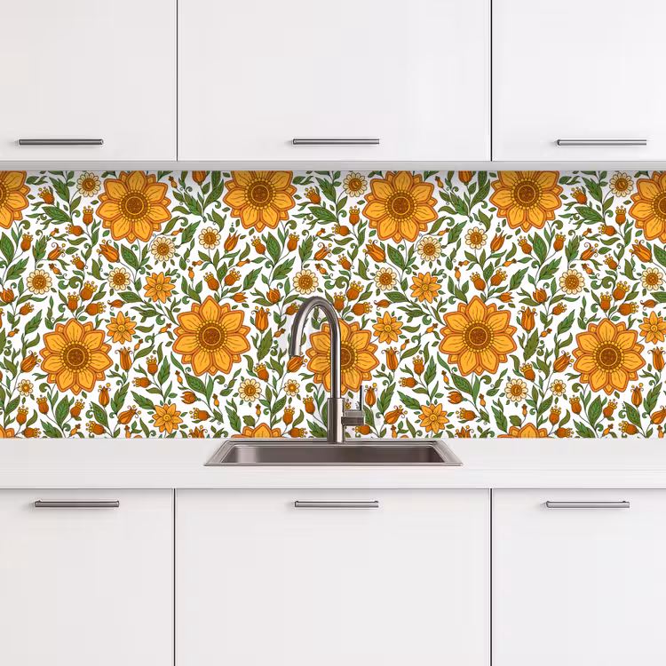 Keuken achterwand - Bloemen - Oranje - Design — 4