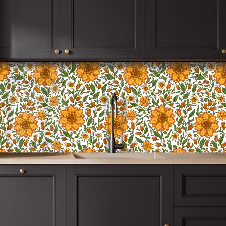Keuken achterwand - Bloemen - Oranje - Design — 6