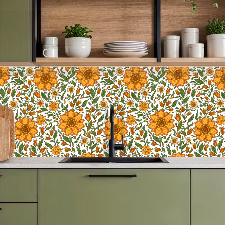 Keuken achterwand - Bloemen - Oranje - Design — 8