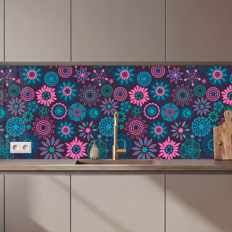 Keuken achterwand - Neon - Bloemen - Patronen — 1