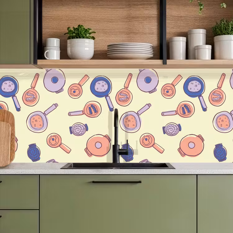 Keuken achterwand - Pan - Jaren 50 - Patroon — 8