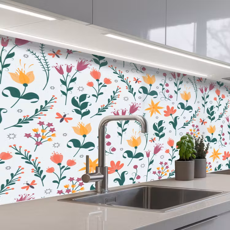 Keuken achterwand - Patronen - Bloemen - Bladeren — 2