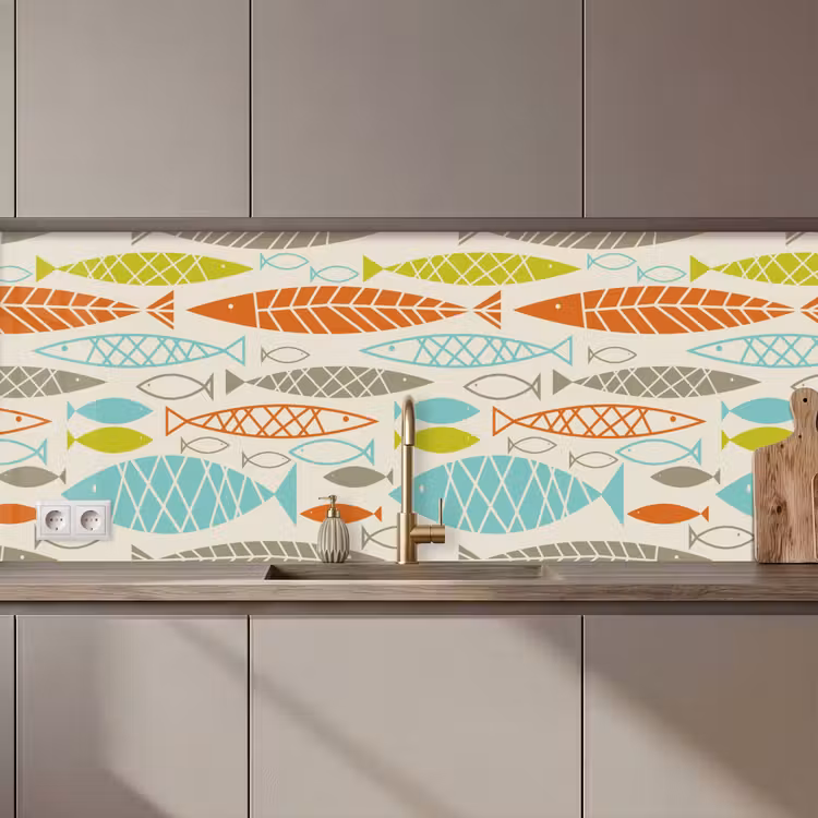 Keuken achterwand - Vis - Jaren 50 - Patroon — 1