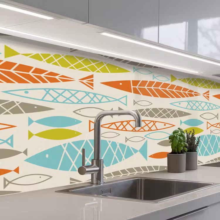 Keuken achterwand - Vis - Jaren 50 - Patroon — 2