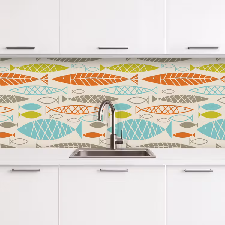 Keuken achterwand - Vis - Jaren 50 - Patroon — 4
