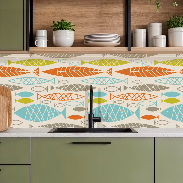 Keuken achterwand - Vis - Jaren 50 - Patroon — 8