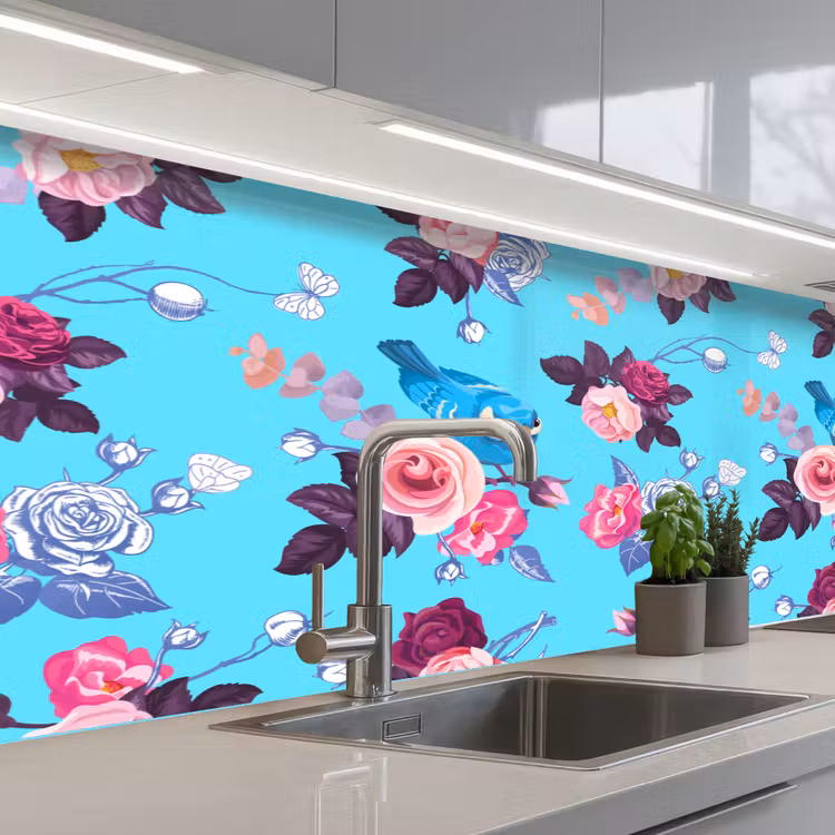Keuken achterwand - Vogel - Bloemen - Patronen — 2