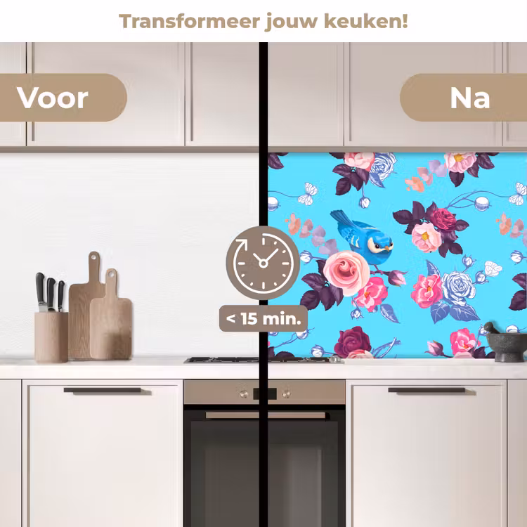 Keuken achterwand - Vogel - Bloemen - Patronen — 3