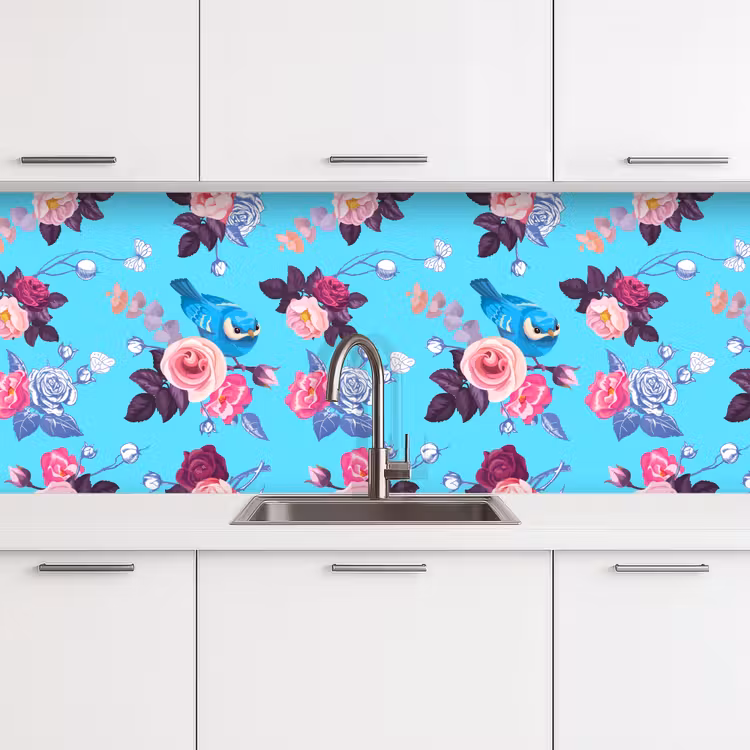 Keuken achterwand - Vogel - Bloemen - Patronen — 4