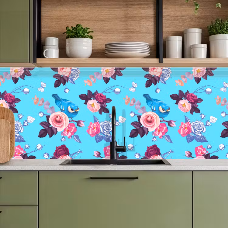 Keuken achterwand - Vogel - Bloemen - Patronen — 8