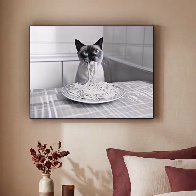 Art Frame - Kat - Siamees - Zwart Wit - Schattig - Dieren — 2