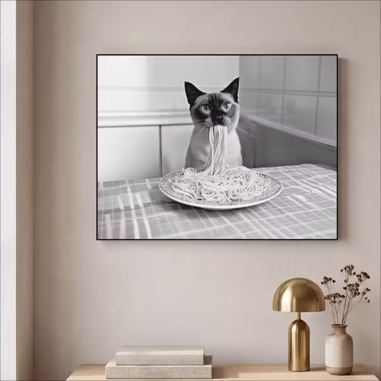 Art Frame - Kat - Siamees - Zwart Wit - Schattig - Dieren — 3