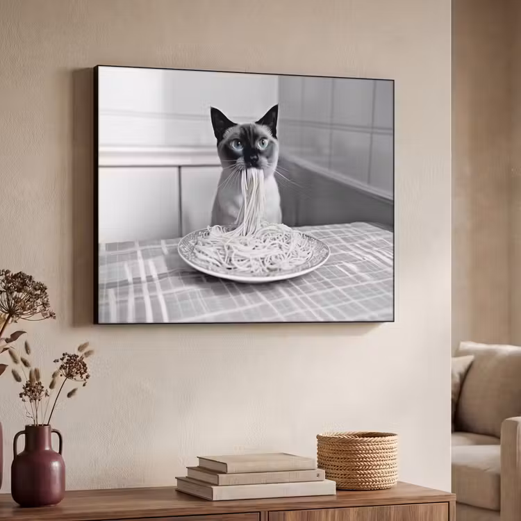 Art Frame - Kat - Siamees - Zwart Wit - Schattig - Dieren — 4