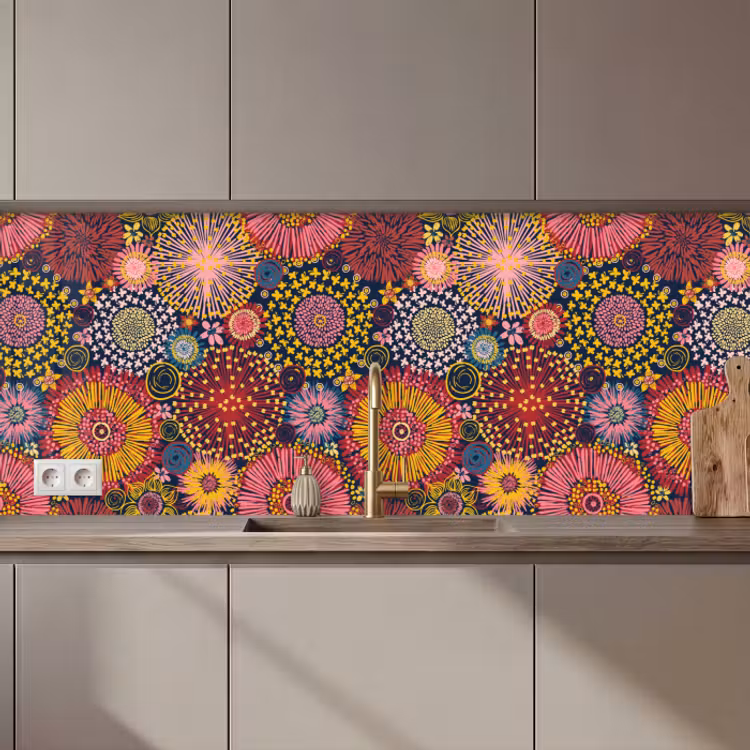 Keuken achterwand - Bloemen - Patroon - Lijn — 1