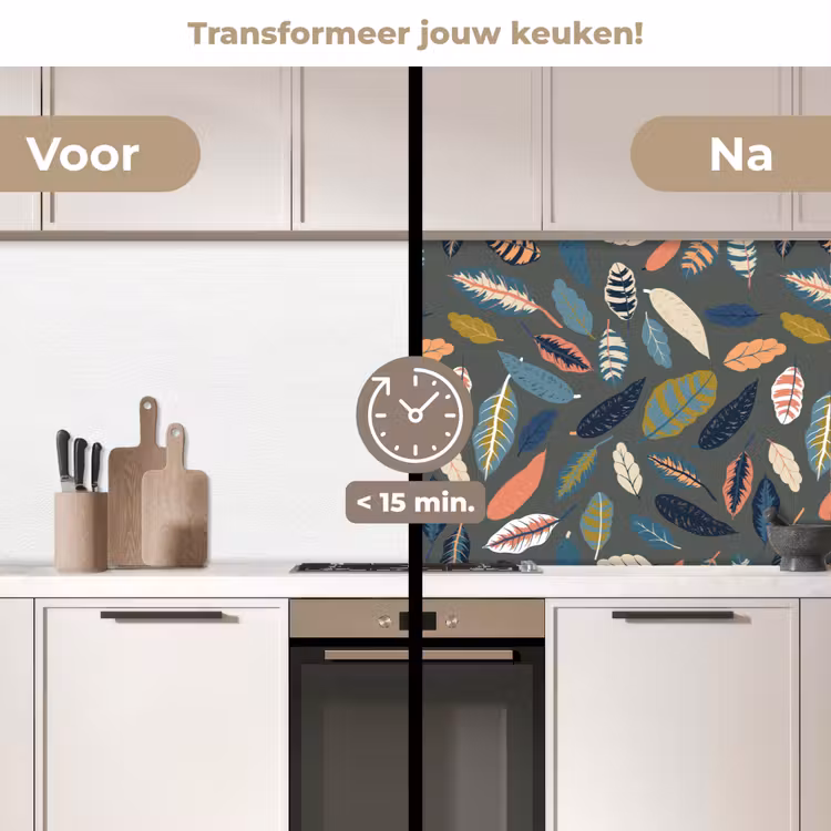 Keuken achterwand - Patroon - Blaadjes - Pastel — 3