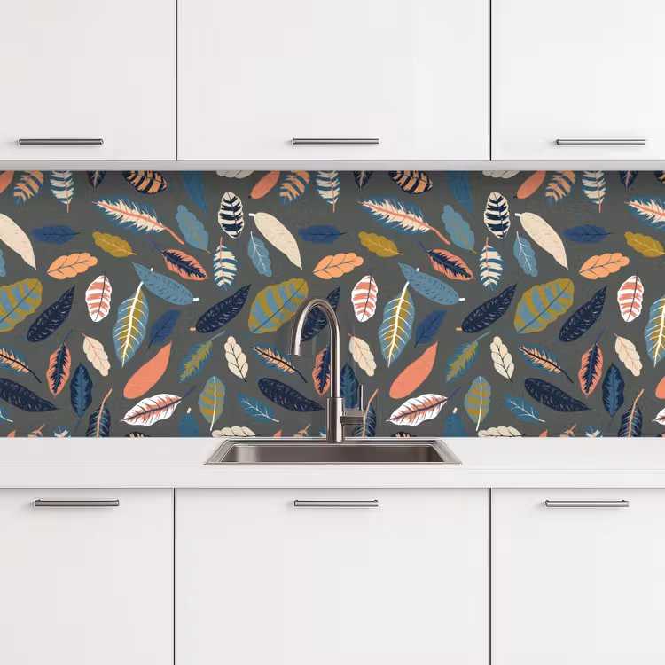 Keuken achterwand - Patroon - Blaadjes - Pastel — 4