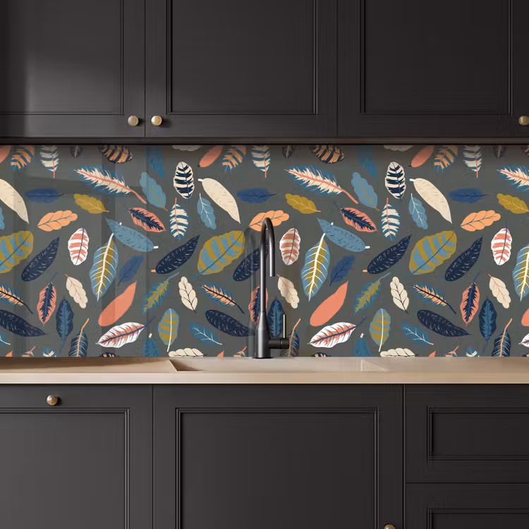 Keuken achterwand - Patroon - Blaadjes - Pastel — 6