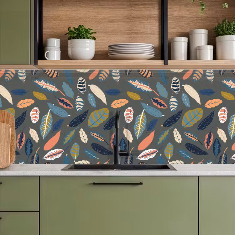 Keuken achterwand - Patroon - Blaadjes - Pastel — 8