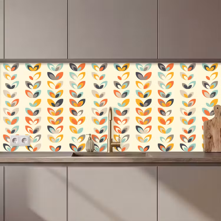 Keuken achterwand - Bladeren - Jaren 50 - Patroon — 1