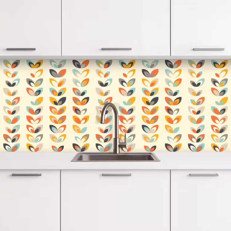 Keuken achterwand - Bladeren - Jaren 50 - Patroon — 4