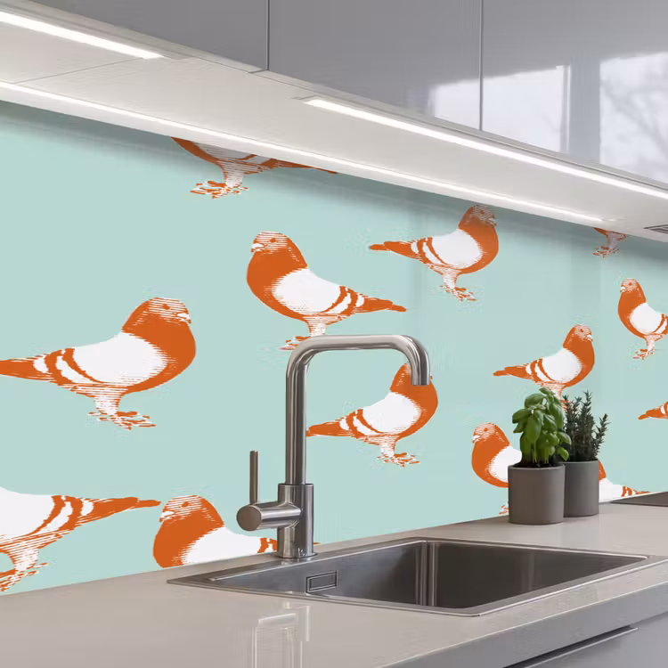 Keuken achterwand - Duif - Vogel - Patroon — 2