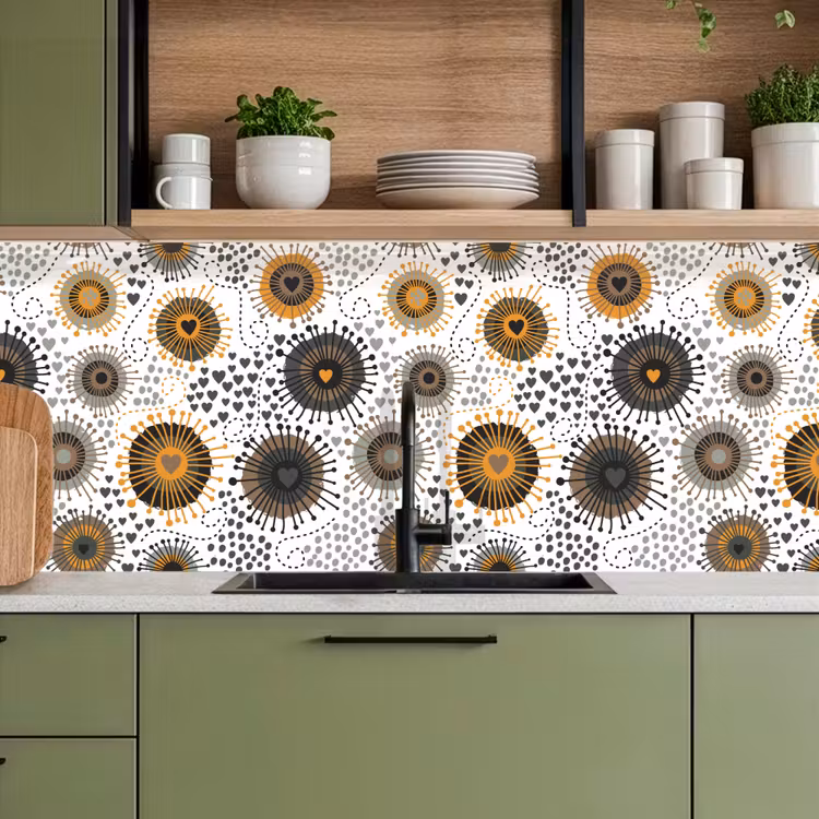 Keuken achterwand - Hart - Jaren 50 - Patroon — 8