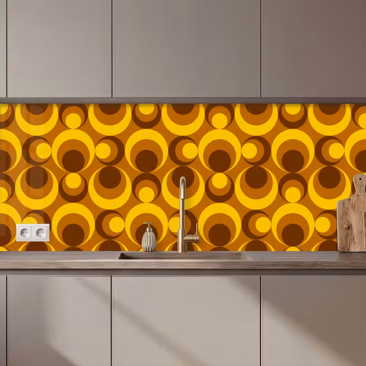 Keuken achterwand - Patronen - Retro - Bruin - Geel — 1
