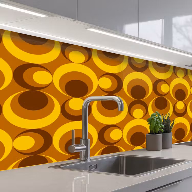 Keuken achterwand - Patronen - Retro - Bruin - Geel — 2