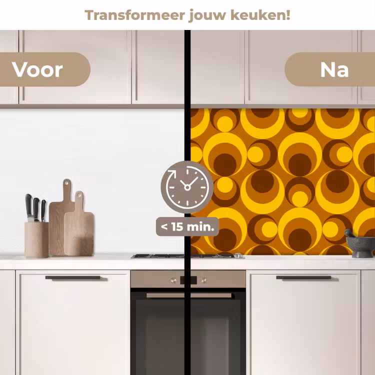 Keuken achterwand - Patronen - Retro - Bruin - Geel — 3