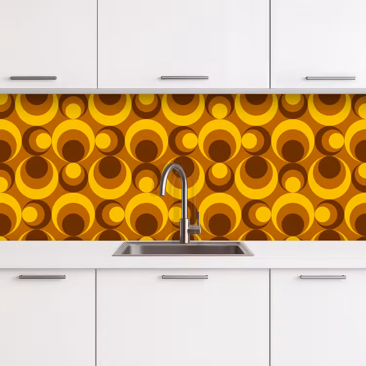 Keuken achterwand - Patronen - Retro - Bruin - Geel — 4
